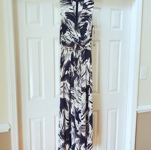Vince Camuto Purple White Tropical Maxi Dress